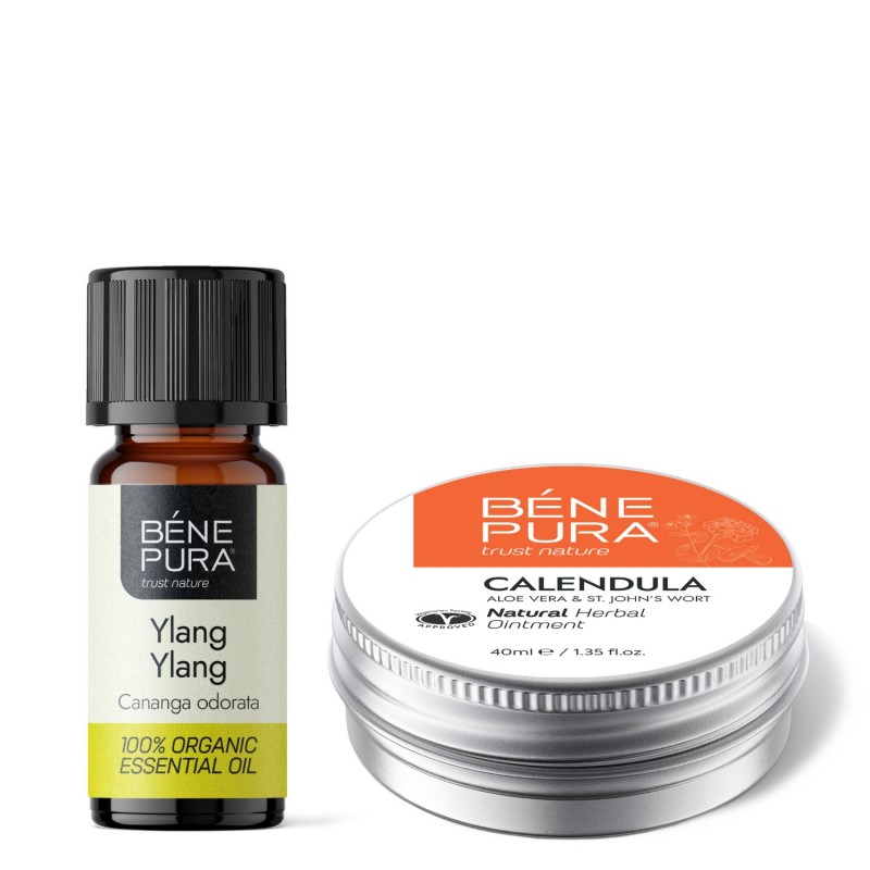 Brand- en Wondzalf met Calendula, Aloë Vera en St. Janskruid en Bio Ylang-ylang Etherische olie - GMC