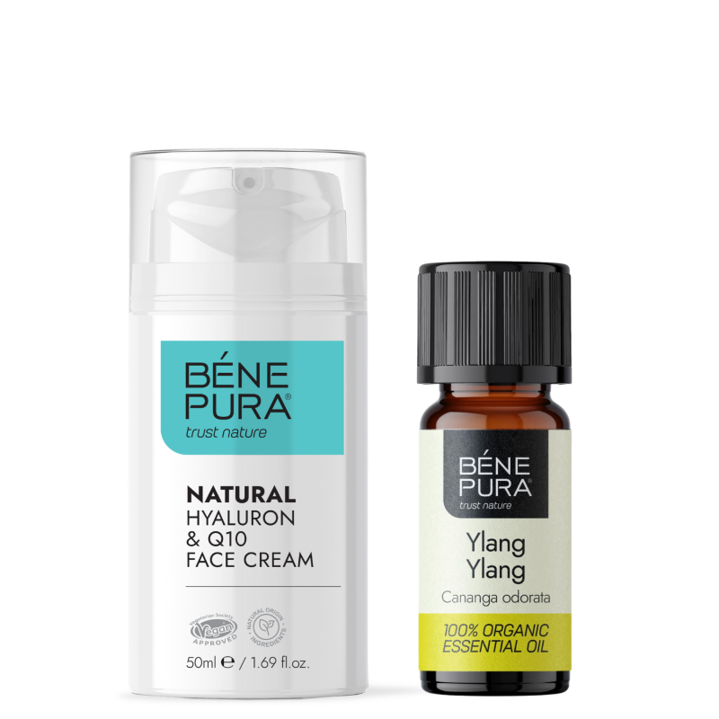 Hyaluron & Q10 Gezichtscrème en Bio Ylang-ylang Etherische olie - Antirimpelcremes