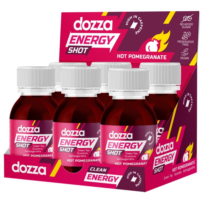 6x Pack DOZZA Energy Hot Pomegranate Energieshot - 60ml - Energiedrankjes